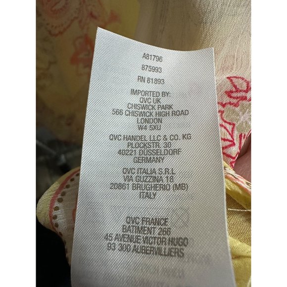 Susan Graver XL sheer yellow floral print long sleeve pin tuck v neck Boho top - Picture 6 of 7